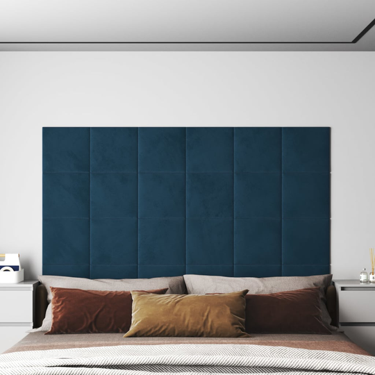vidaXL vægpaneler 12 stk. 30x30 cm 1,08 m² fløjl blå