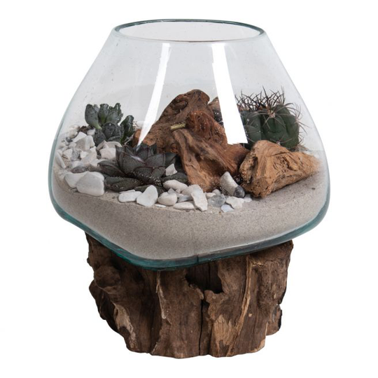 Vanddråbe i glas med træfod h15-20 cm - 4501051