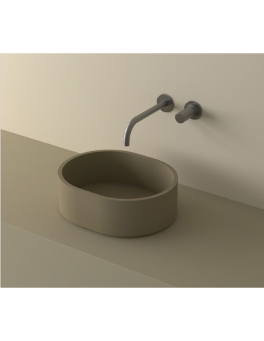 LO1S 37 bordmonteret håndvask 37 x 30 cm solid surface - Gråbrun