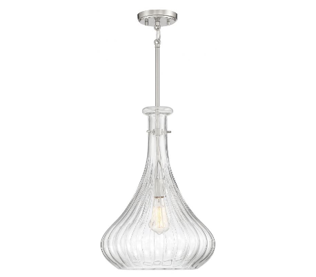 Bristo 1 Loftlampe Ø36 cm - Satineret nikkel/Klar rillet