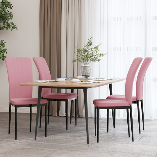 vidaXL spisebordsstole 4 stk. velour lyserød