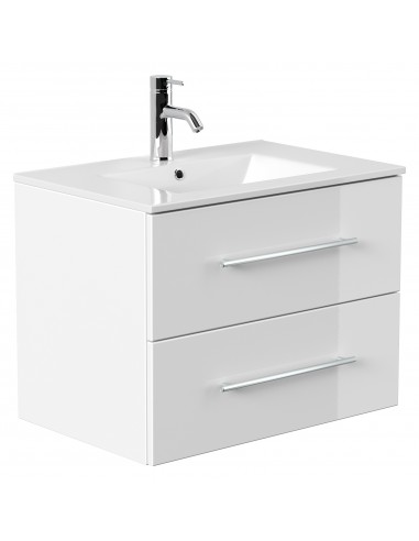 Homeline komplet badmiljø i mdf og mineralsten H54 x B70 cm - Hvid højglans