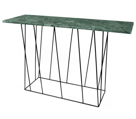 TemaHome Helix konsolbord i metal og marmor 120 x 40 cm - Sort/Grøn marmor