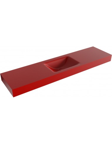 CLOUD væghængt håndvask 180 x 46 cm Solid surface - Rød