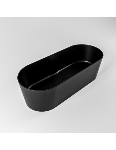 NOBLE fritstående badekar 180 x 75 cm Solid surface - Sort