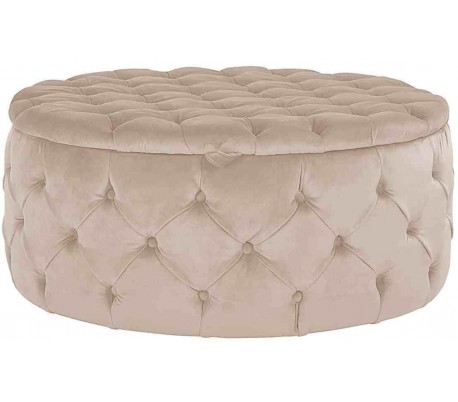 Lulu puf med opbevaring i velour Ø100 cm - Khaki