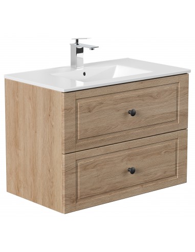Homeline Cottage komplet badmiljø i mdf og mineralsten H61 x B81 cm - Sonoma eg
