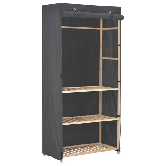vidaXL klædeskab i 3 niveauer 79 x 40 x 170 cm stof grå