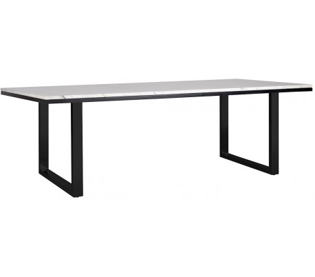 Lexington spisebord i marmor og jern 200 x 94 cm - Sort/Hvid marmor