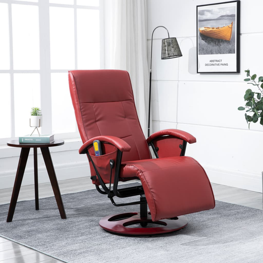 vidaXL massagestol vinrød kunstlæder