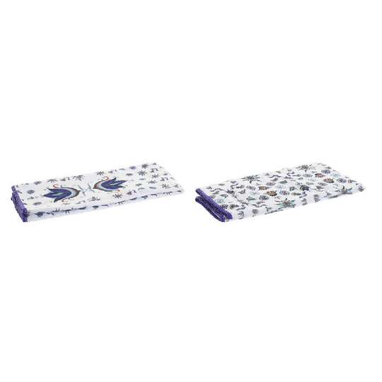 Karklud DKD Home Decor Blå Hvid Mikrofiber (2 pcs)