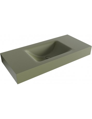 CLOUD væghængt håndvask 100 x 46 cm Solid surface - Armygrøn