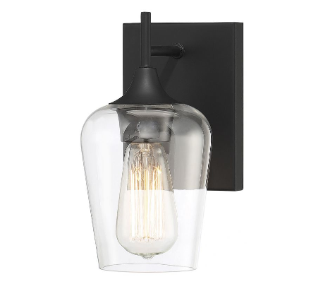 Octave 1 Væglampe H24 cm - Mat sort/Klar