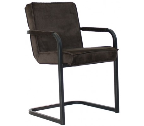 Chloe Spisebordsstol i velour H84 cm - Sort/Antracitbrun