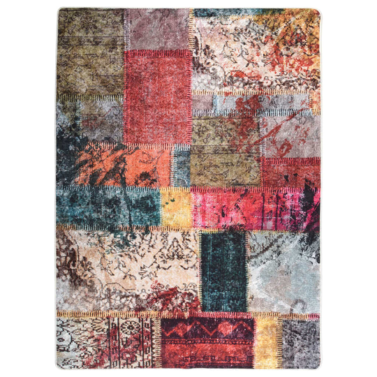 vidaXL gulvtæppe 120x180 cm skridsikkert og vaskbart patchworkdesign