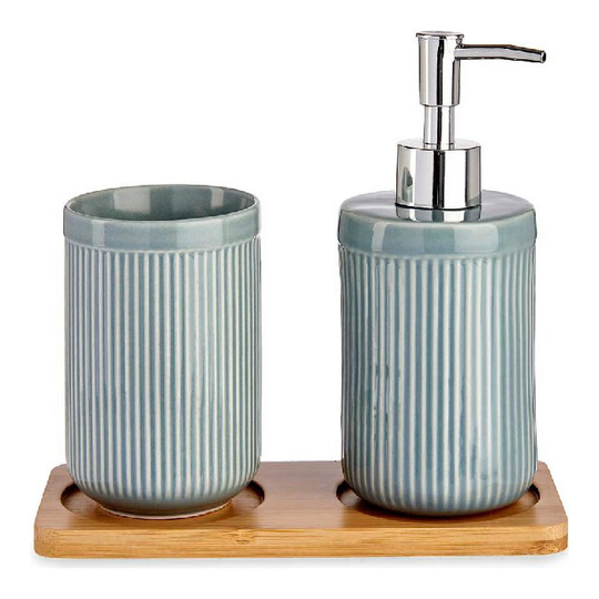 Conjunto de Banho Grå Keramik Bambus (3 pcs)