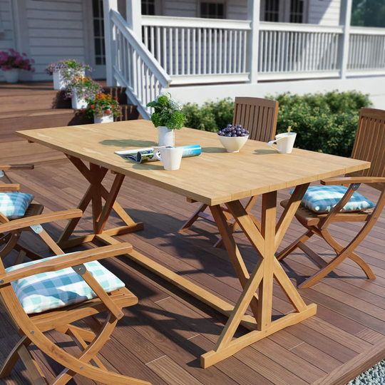 vidaXL havebord 180 x 90 x 75 cm massivt teaktræ