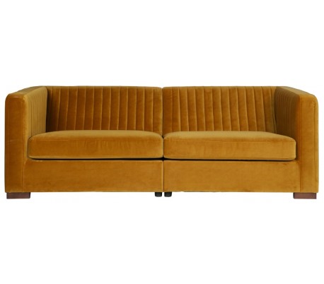 Moderne sofa i velour 215 cm - Sennepsgul