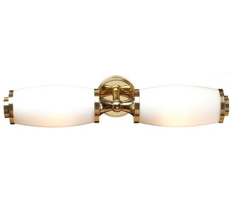 Eliot Badeværelseslampe i messing og glas B47 cm 2 x G9 LED - Poleret messing/Hvid