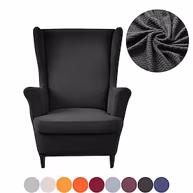 ensfarvet stretch wingback stolebetræk vingestol slipcovers spandex stof wingback lænestol betræk med sædehynde betræk til stue soveværelsefit ikea strandmon s