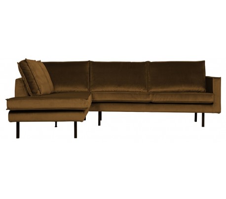 Rodeo Hjørnesofa venstrevendt i velour 266 x 213 cm - Honninggul