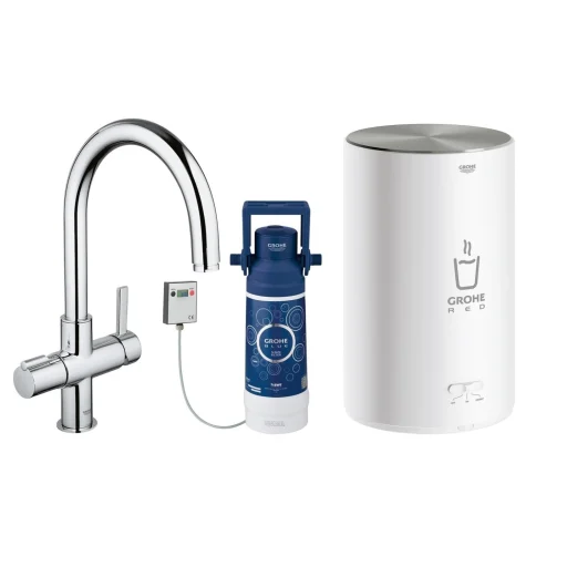 Grohe Red Nordic køkkenarmatur m/C-tud & 3-liters kedel, krom