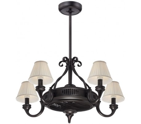 Fandelier 5 Ventilator/Lysekrone Ø83 cm - Antik bronze/Beige