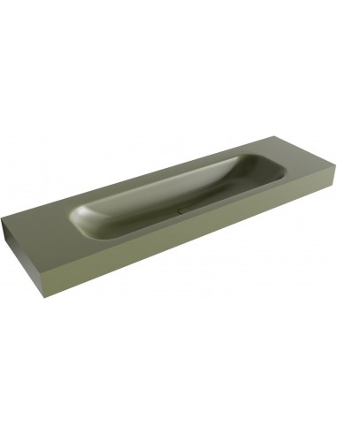 BIG LARGE væghængt håndvask 160 x 46 cm Solid surface - Armygrøn