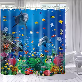 koralfisk delfin serie digitaltryk bruseforhæng bruseforhæng kroge moderne polyester nyt design