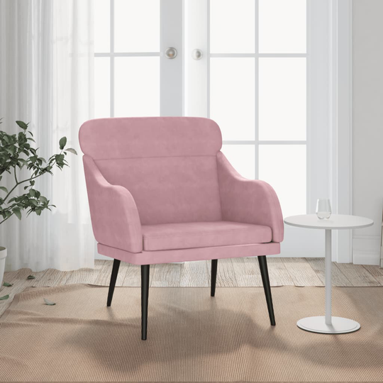 vidaXL lænestol 63x76x80 cm velour lyserød