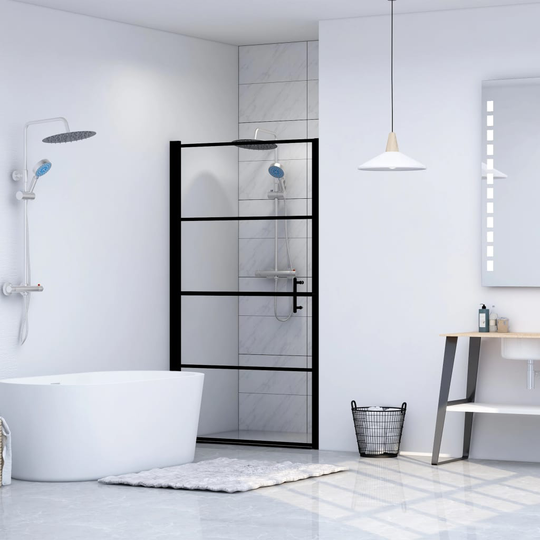 vidaXL brusedør 81 x 195 cm hærdet glas sort