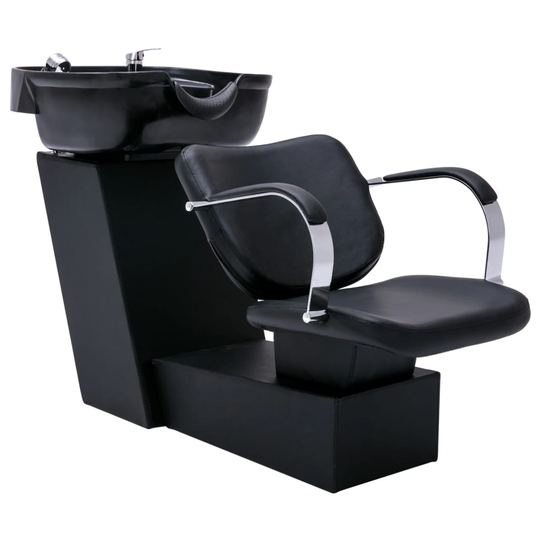 vidaXL frisørstol med vask 137x59x82 cm kunstlæder sort