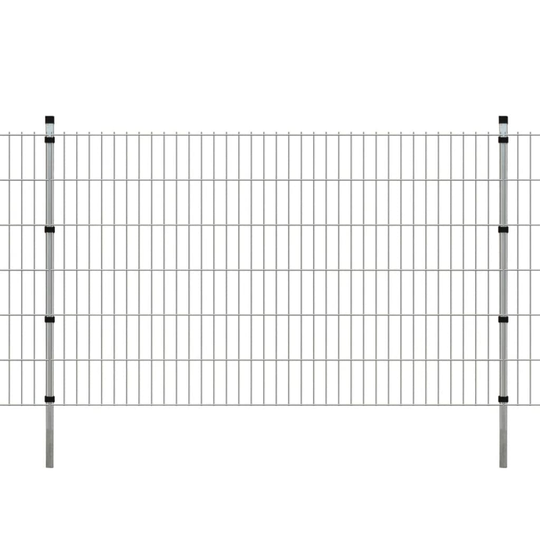 vidaXL 2D paneler og pæle til havehegn, 2.008x1.230 mm, 6 m, sølvgrå