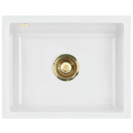 Lavabo Mera 50U køkkenvask, 55,1x44x1 cm, mat hvid/messing