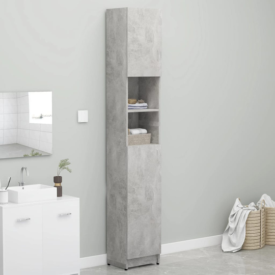 vidaXL badeværelsesskab 32x25,5x190 cm konstrueret træ betongrå