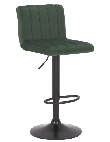 Barstol i metal og velour H85 - 106 cm - Sort/Grøn