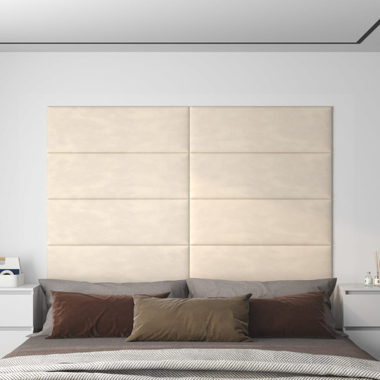 vidaXL vægpaneler 12 stk. 90x30 cm 3,24 m² fløjl cremefarvet