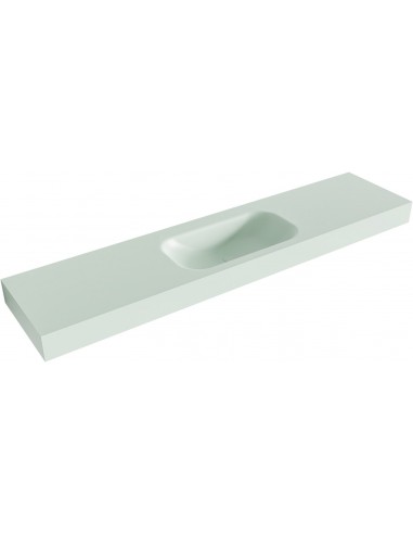 BIG SMALL væghængt håndvask 200 x 46 cm Solid surface - Svag grøn