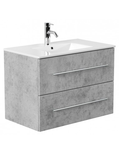 Homeline komplet badmiljø i mdf og mineralsten H54 x B80 cm - Betongrå