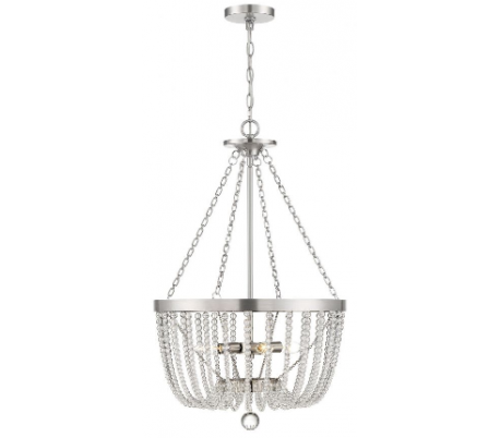 Bergamo 4 Lysekrone Ø50 cm - Antik nikkel/Klar krystal