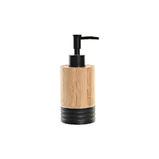 Sæbedispenser DKD Home Decor Natur Sort Bambus PP (7 x 7 x 17 cm)
