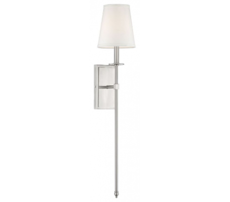 Monroe 1 Væglampe H85 cm - Satineret nikkel/Hvid