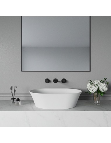 FIORI bordmonteret håndvask 64 x 40 cm solid surface - Satineret mat hvid