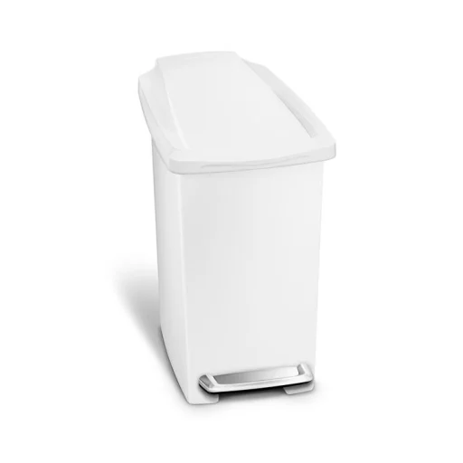Simplehuman smal pedalspand, 10 L, enkelt beholder, hvid plastik