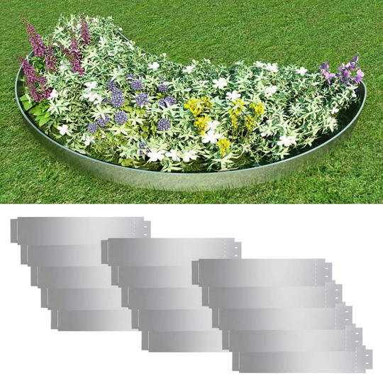 vidaXL bedkanter 15 stk. galvaniseret stål 100 x 20 cm