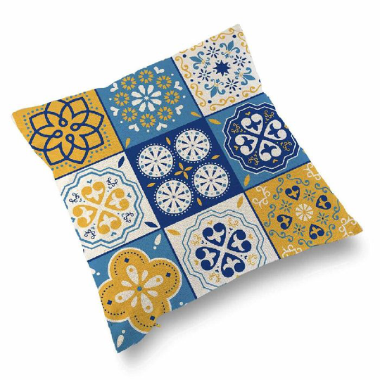 Pude med fyld Versa Mosaik Gul Polyester (15 x 45 x 45 cm)
