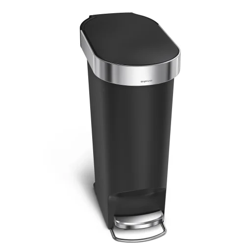 Simplehuman pedalspand med posekant, 40L, enkelt beholder, sort plastik