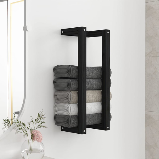 vidaXL håndklædeholder 23x18x60 cm massivt fyrretræ sort