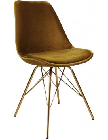 Bucket spisebordsstol i metal og velour H85 cm - Guld/Gylden