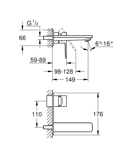 Grohe Lineare 2-huls håndvaskbatteri M (Supersteel)